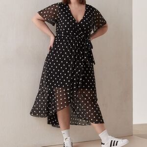 Addition Elle 2X polka dot black and white dress